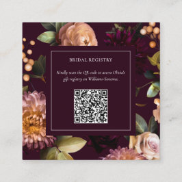 Dark Moody Gothic Floral Bridal Shower QR Code  エンクロージャーカード