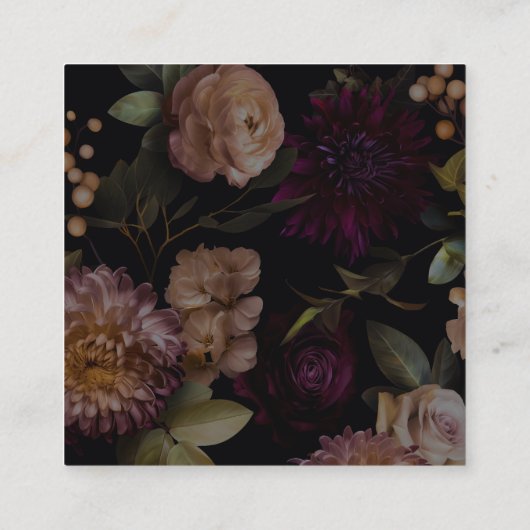 Dark Moody Gothic Floral Bridal Shower QR Code エンクロージャーカード (裏面)