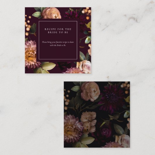 Dark Moody Gothic Floral Bridal Shower QR Code エンクロージャーカード (正面/裏面)