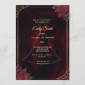 Dark Moody Gothic Red Roses Elegant Bridal Shower 招待状 (正面)