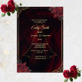 Dark Moody Gothic Red Roses Elegant Bridal Shower 招待状