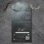 Dark Moody Midnightこうもり&フォグQRコー結婚ド オールインワン招待状
