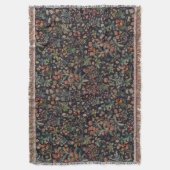 Dark Moody Midnight Forest Floral Botanical スローブランケット (正面縦)