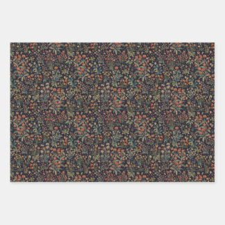 Dark Moody Midnight Forest Floral Botanical ラッピングペーパーシート