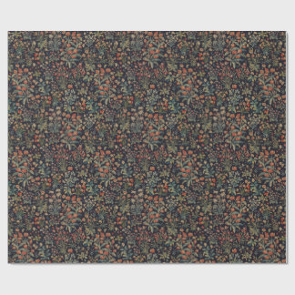 Dark Moody Midnight Forest Floral Botanical ラッピングペーパー