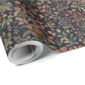 Dark Moody Midnight Forest Floral Botanical ラッピングペーパー (ロールコーナー)