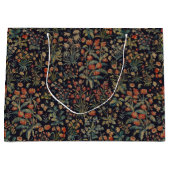 Dark Moody Midnight Forest Floral Botanical ラージペーパーバッグ (正面)