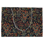 Dark Moody Midnight Forest Floral Botanical ラージペーパーバッグ (裏面)