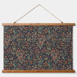 Dark Moody Midnight Forest Floral Botanical 吊り下げ型タペストリー