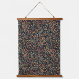 Dark Moody Midnight Forest Floral Botanical 吊り下げ型タペストリー