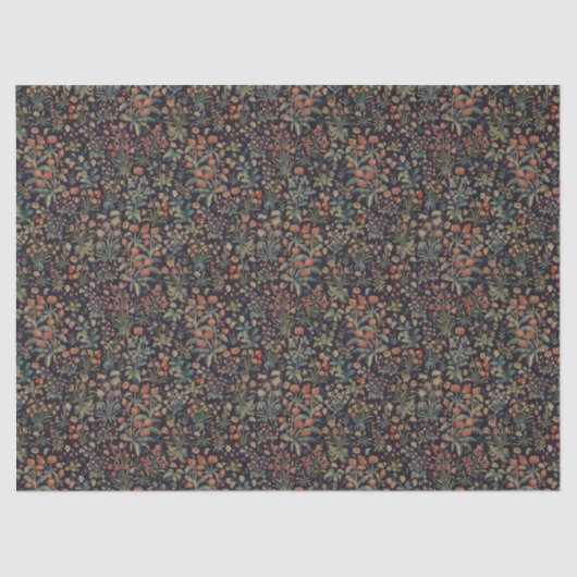 Dark Moody Midnight Forest Floral Botanical 薄葉紙 (正面)