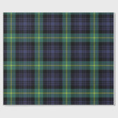 Dark Moody Navy and Forest Green Tartan Plaid ラッピングペーパー (フラット)