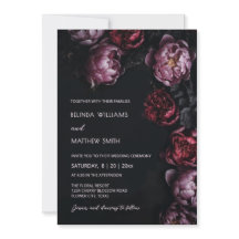 Dark Moody Peony Flowers Wedding Invitation