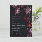 Dark Moody Peony Flowers Wedding Invitation 招待状 (スタンド正面)
