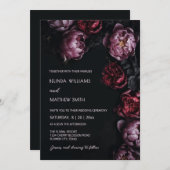 Dark Moody Peony Flowers Wedding Invitation 招待状 (正面/裏面)