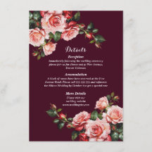 Dark moody pink and red roses burgundy wedding