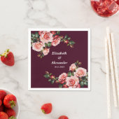 Dark moody pink and red roses burgundy wedding  スタンダードカクテルナプキン (インサイチュ)
