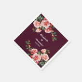 Dark moody pink and red roses burgundy wedding  スタンダードカクテルナプキン (角)