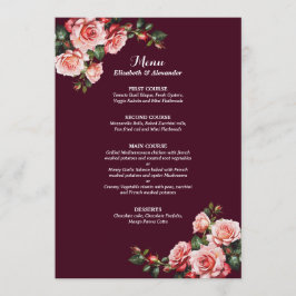 Dark moody pink and red roses burgundy  wedding メニュー