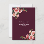 Dark moody pink and red roses burgundy wedding 出欠カード (裏面)