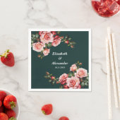 Dark moody pink and red roses green wedding スタンダードカクテルナプキン (インサイチュ)