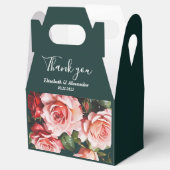 Dark moody pink and red roses green wedding フェイバーボックス (オープン)