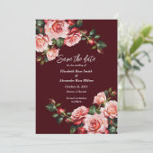 Dark moody pink and red roses maroon wedding セーブザデート (スタンド正面)