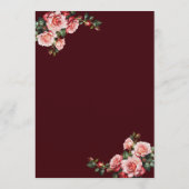 Dark moody pink and red roses maroon wedding メニュー (裏面)