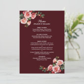 Dark moody pink and red roses maroon wedding メニュー (スタンド正面)