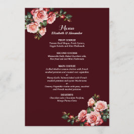 Dark moody pink and red roses maroon wedding メニュー