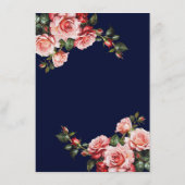 Dark moody pink and red roses navy blue wedding エンクロージャーカード (裏面)