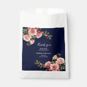 Dark moody pink and red roses navy blue  wedding フェイバーバッグ (正面)