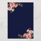 Dark moody pink and red roses navy blue wedding メニュー (裏面)