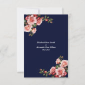 Dark moody pink and red roses navy blue wedding 出欠カード (裏面)