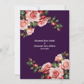 Dark moody pink and red roses purple wedding セーブザデート (裏面)