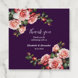 Dark moody pink and red roses purple wedding フェイバータグ
