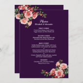 Dark moody pink and red roses purple wedding メニュー (正面/裏面)