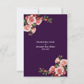Dark moody pink and red roses purple wedding 出欠カード (裏面)
