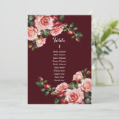 Dark moody pink and red roses seating chart card 招待状 (スタンド正面)