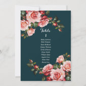 Dark moody pink and red roses seating chart card 招待状 (裏面)