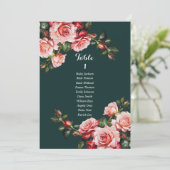 Dark moody pink and red roses seating chart card 招待状 (スタンド正面)