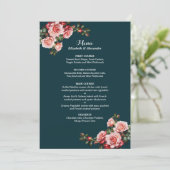 Dark moody pink and red roses teal wedding メニュー (スタンド正面)