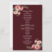 Dark moody pink red roses maroon wedding program (裏面)