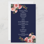 Dark moody pink red roses navy wedding program (裏面)