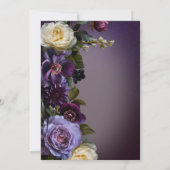 Dark Moody Purple Lavender Floral Modern Wedding 招待状 (裏面)