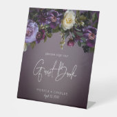 Dark Moody Purple Lavender Floral Wedding Guest 台座サイン (正面)