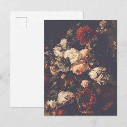 Dark Moody Romantic Floral Blank ポストカード (正面/裏面)