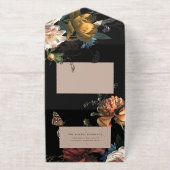 Dark Moody Romantic Floral Dutch Painterly Foil オールインワン招待状 (外側)