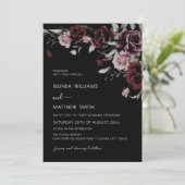Dark Moody Roses Black Background | Photo Wedding 招待状 (スタンド正面)