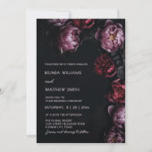 Dark Moody  Textured Flowers Wedding Invitation 招待状 (正面)